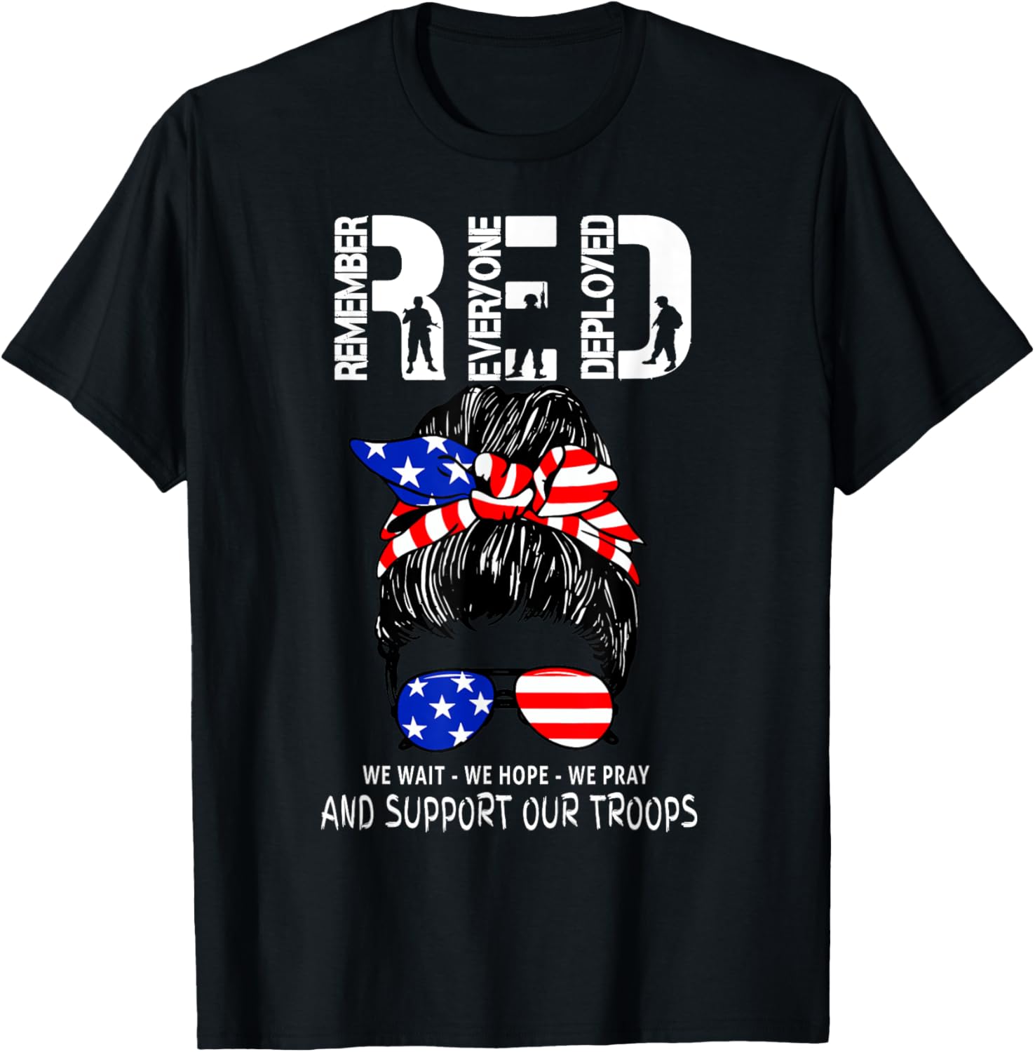 Red Friday Military Support - Remember Everyone Deployed T-Shirt - T-Shirt | Black