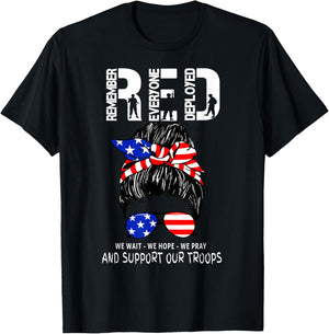Red Friday Military Support - Remember Everyone Deployed T-Shirt - T-Shirt | Black
