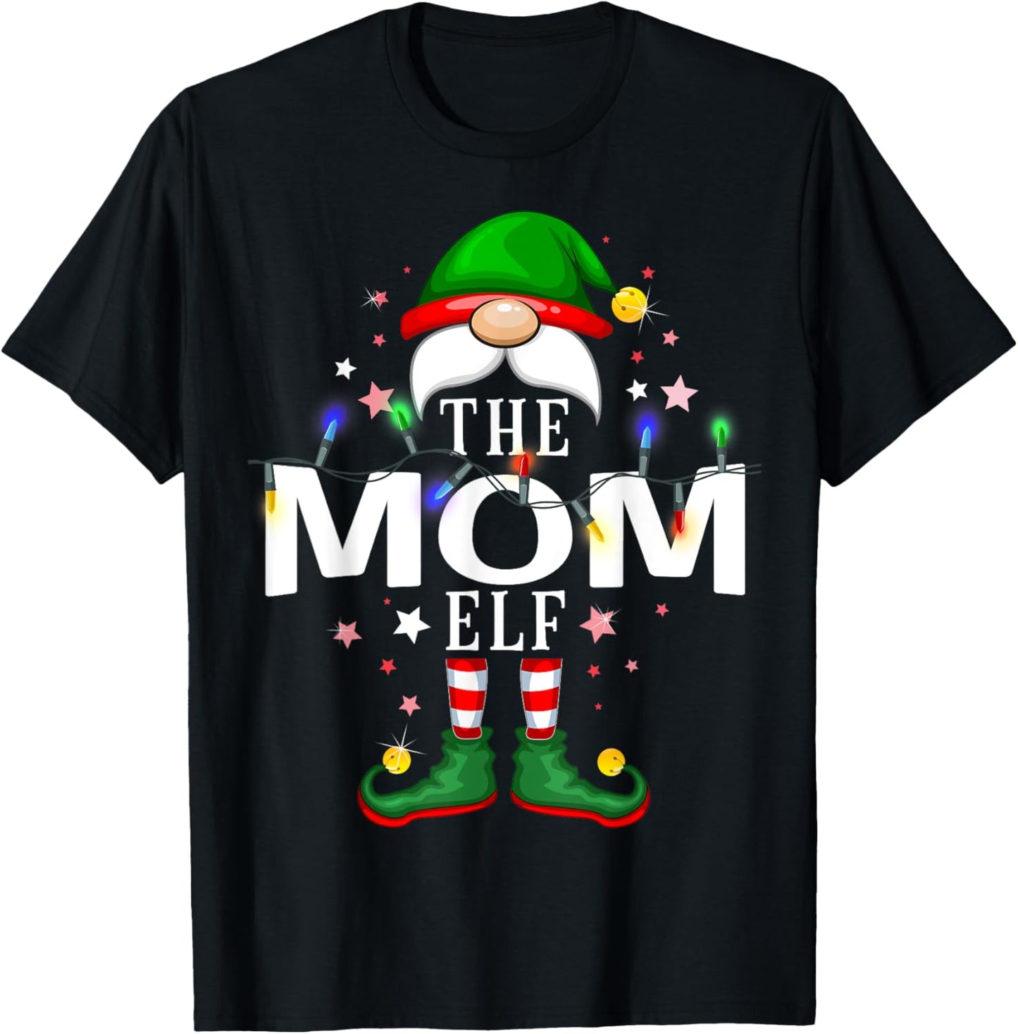 The Mom Elf Christmas Family Pajama Party T-Shirt - T-Shirt | Black
