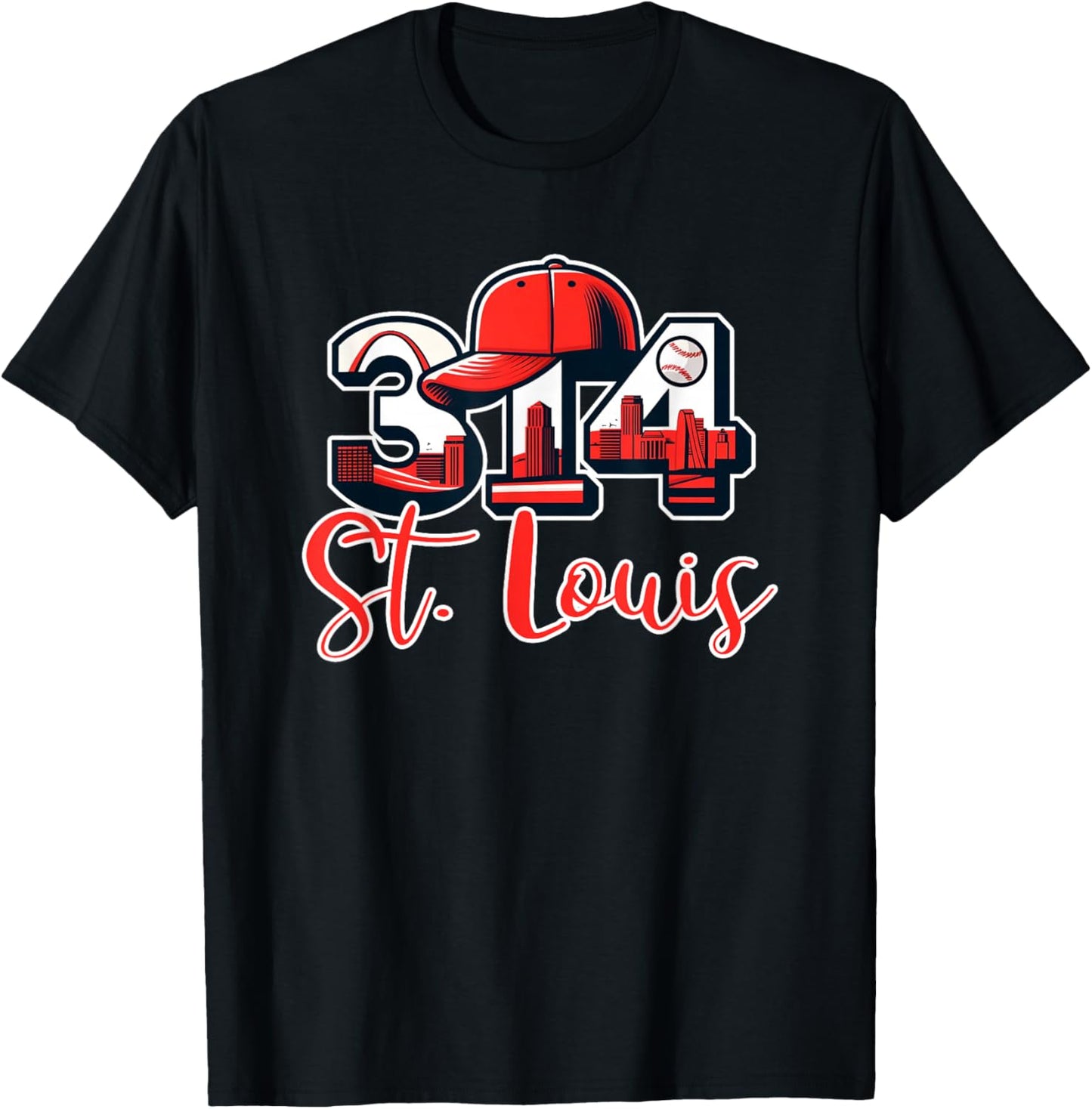 314 St. Louis Skyline With STL Arch T-Shirt - T-Shirt | Black