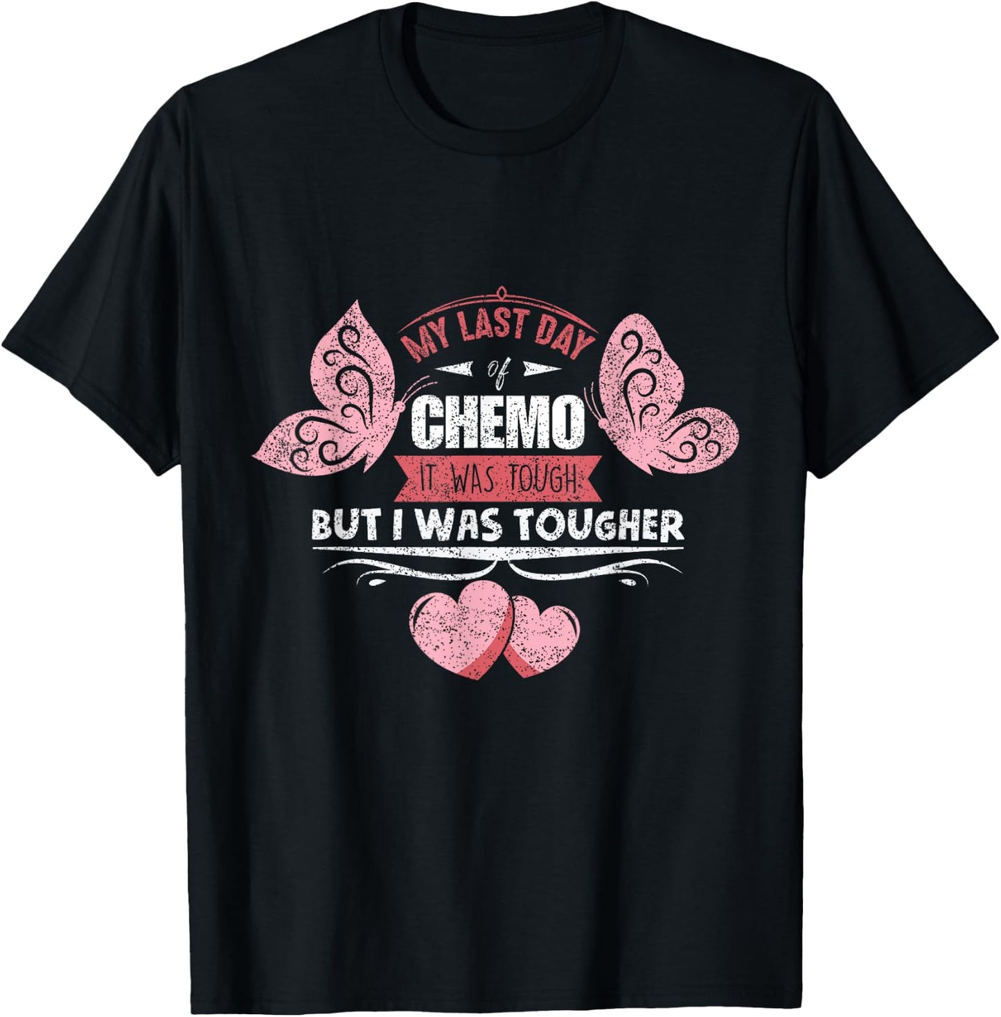 Last Chemo Day Gift Serious Illness Warrior - Women's Classic - Black - Small - Short Sleeve - Lace Embellishment T-Shirt - T-Shirt | Black