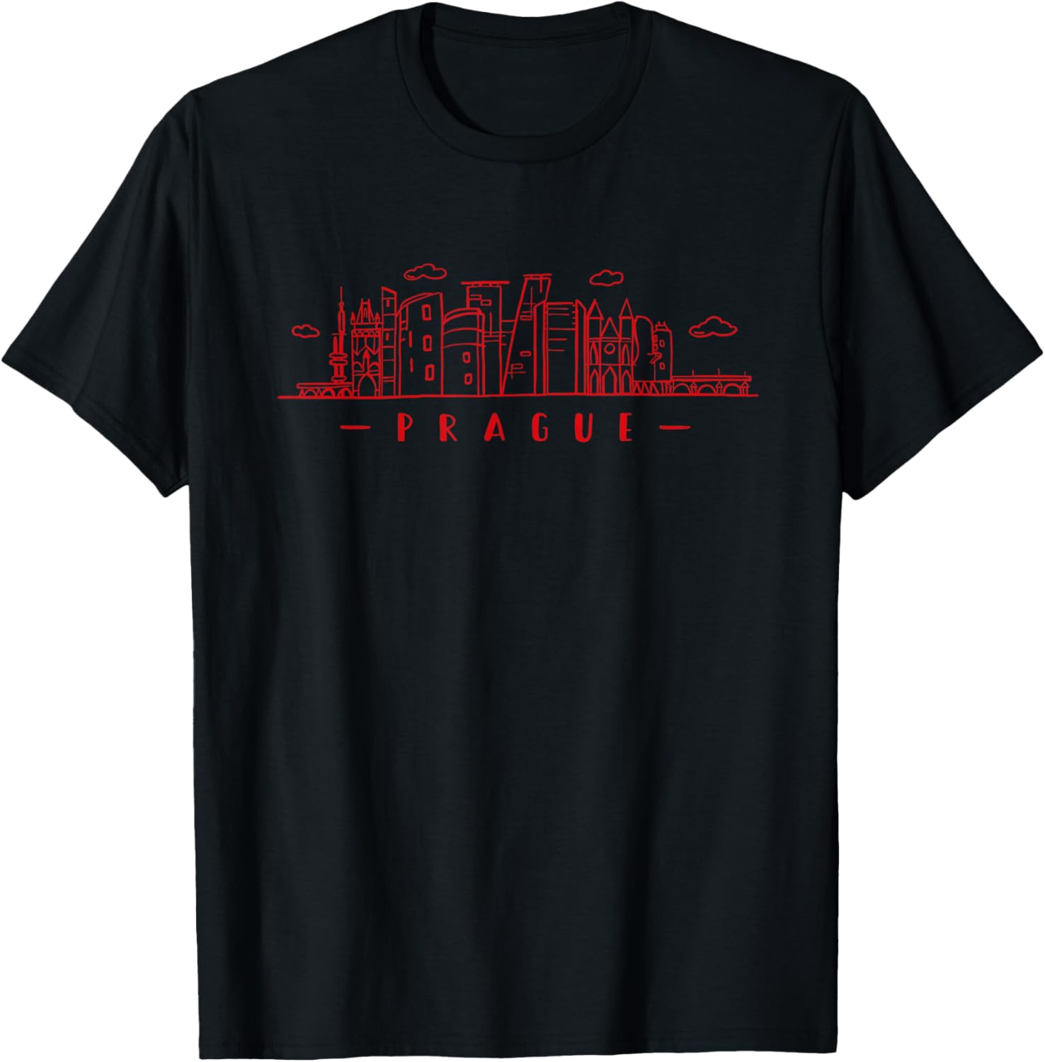 Prague Skyline design, Czech capital of Prague T-Shirt - T-Shirt | Black