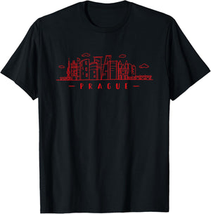 Prague Skyline design, Czech capital of Prague T-Shirt - T-Shirt | Black