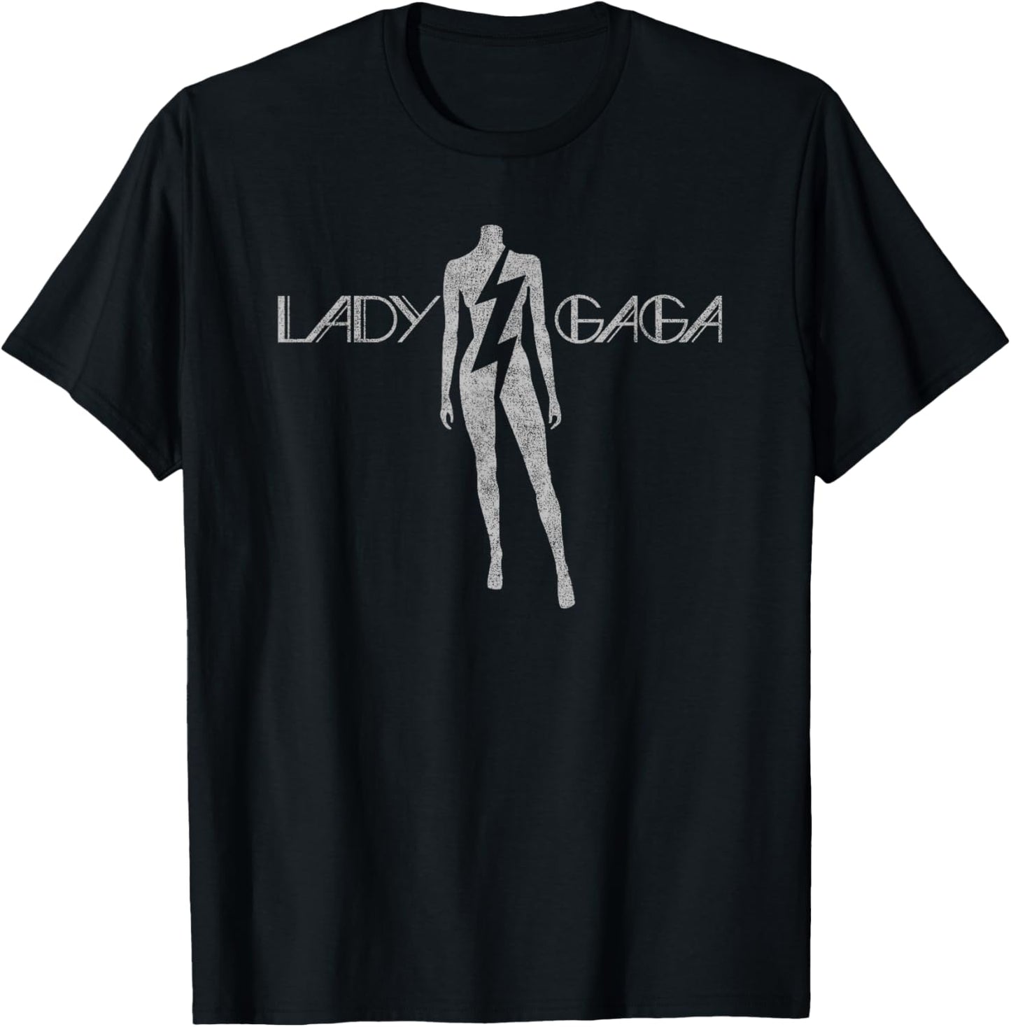 Official Lady Gaga Lightning White Logo T-Shirt - T-Shirt | Black