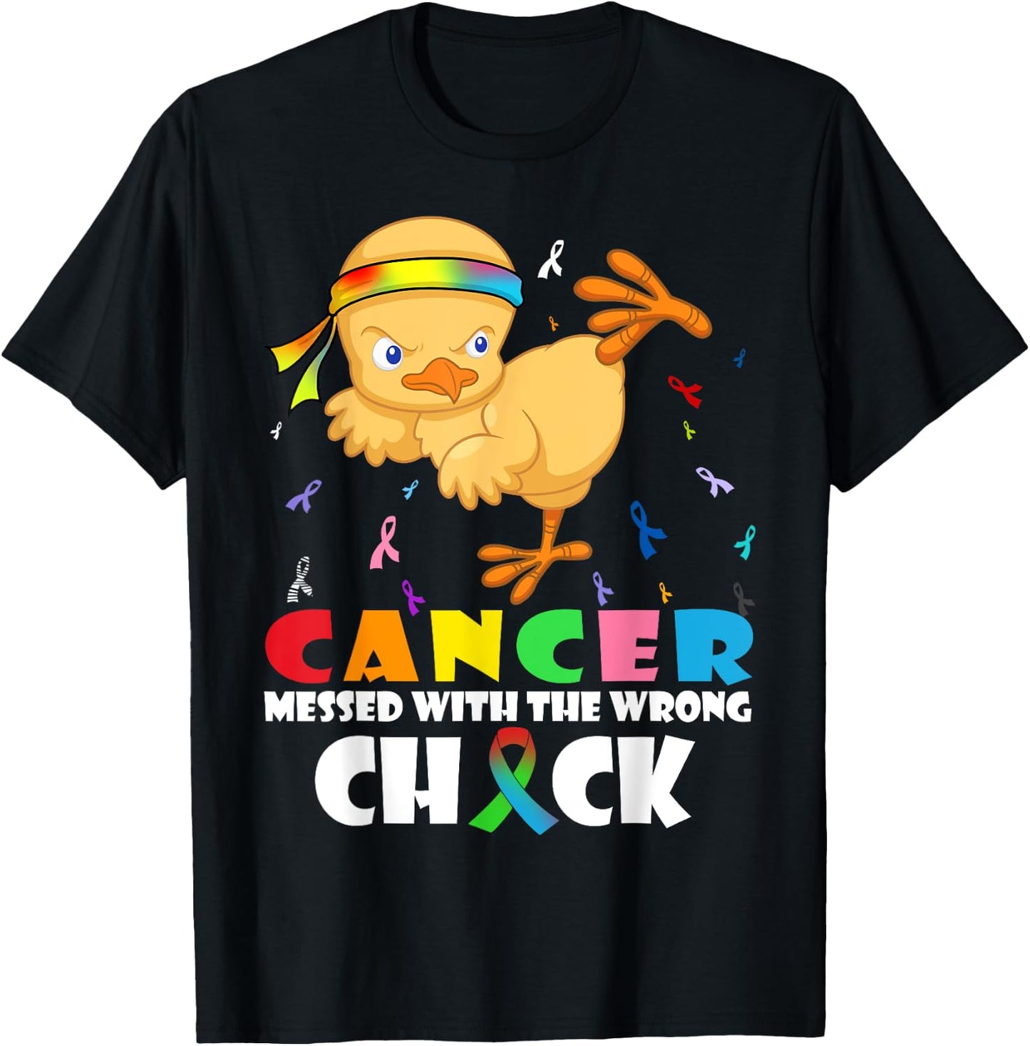 Cancer Messed With Wrong Chick Funny Cancer Warrior T-Shirt - T-Shirt | Black