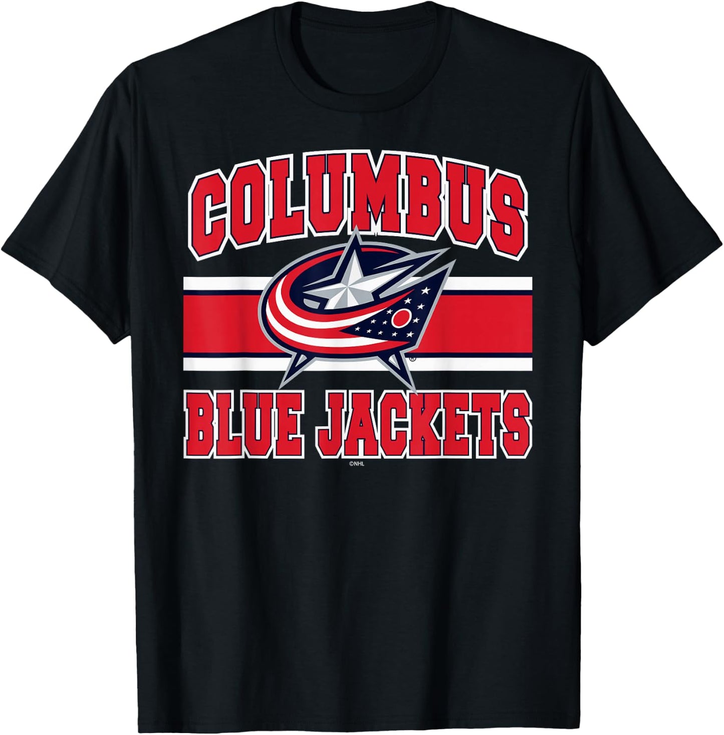 Columbus Blue Jackets Stripe Officially Licensed T-Shirt - T-Shirt | Black