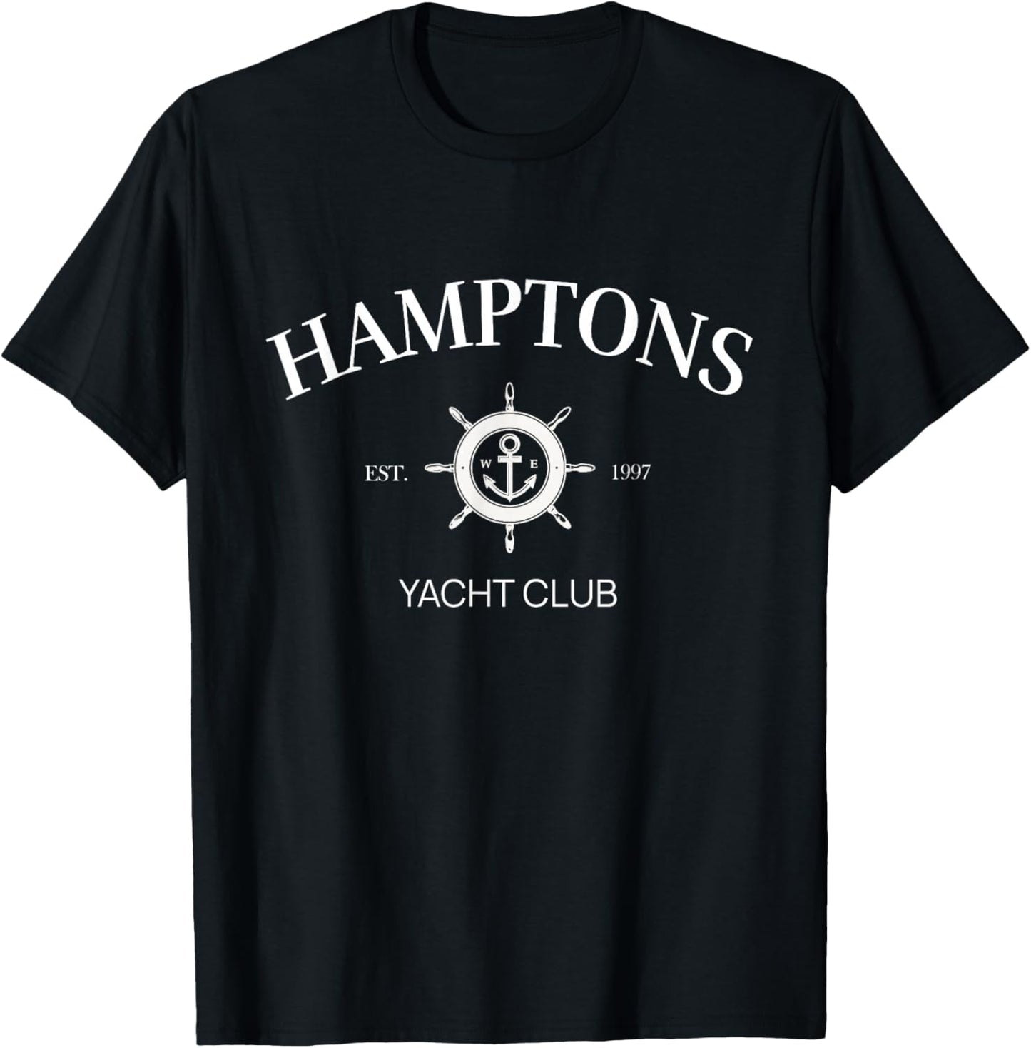 Hamptons Yacht Club Vintage Tennis Preppy Aesthetic T-Shirt - T-Shirt | Black