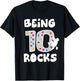 Rock Climbing Funny 10 Years Old 10th Birthday Gift Kids T-Shirt - T-Shirt | Black