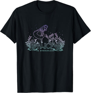 Disney Alice In Wonderland Alice Meets White Rabbit Dark T-Shirt - T-Shirt | Black