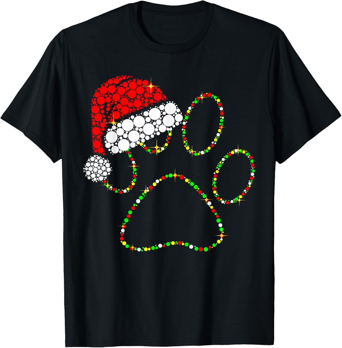 Santa Claus Dog Paw Xmas Decorations Merry Christmas Pajama T-Shirt - T-Shirt | Black