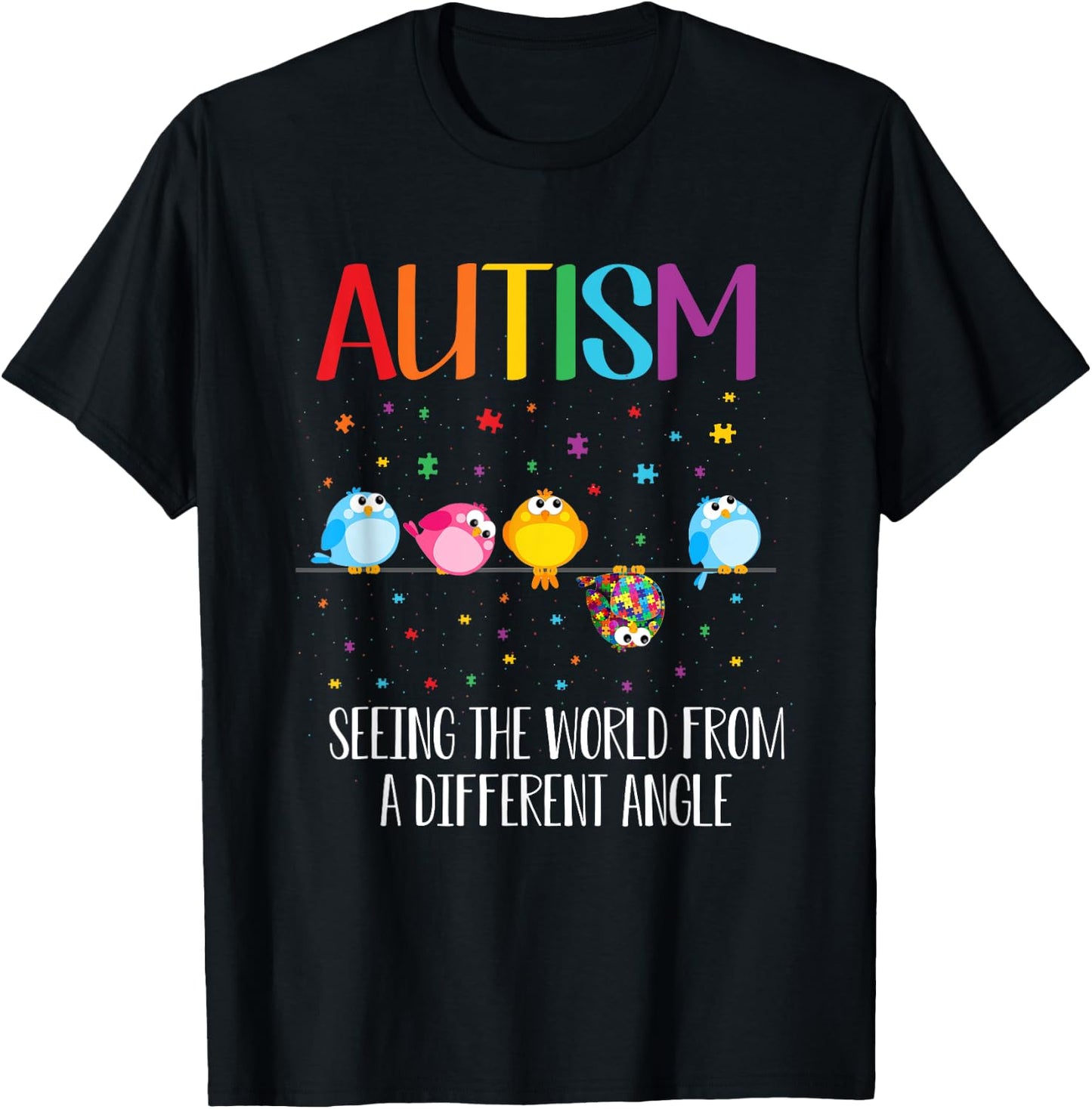Cute Bird Autism Seeing The World From A Different Angle T-Shirt - T-Shirt | Black