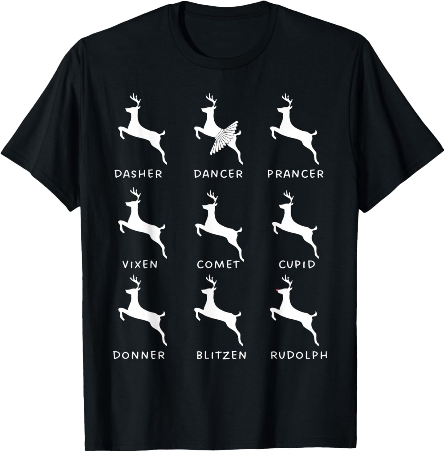 Christmas Dancer Ballet Ballerina Dance Teacher Reindeer T-Shirt - T-Shirt | Black