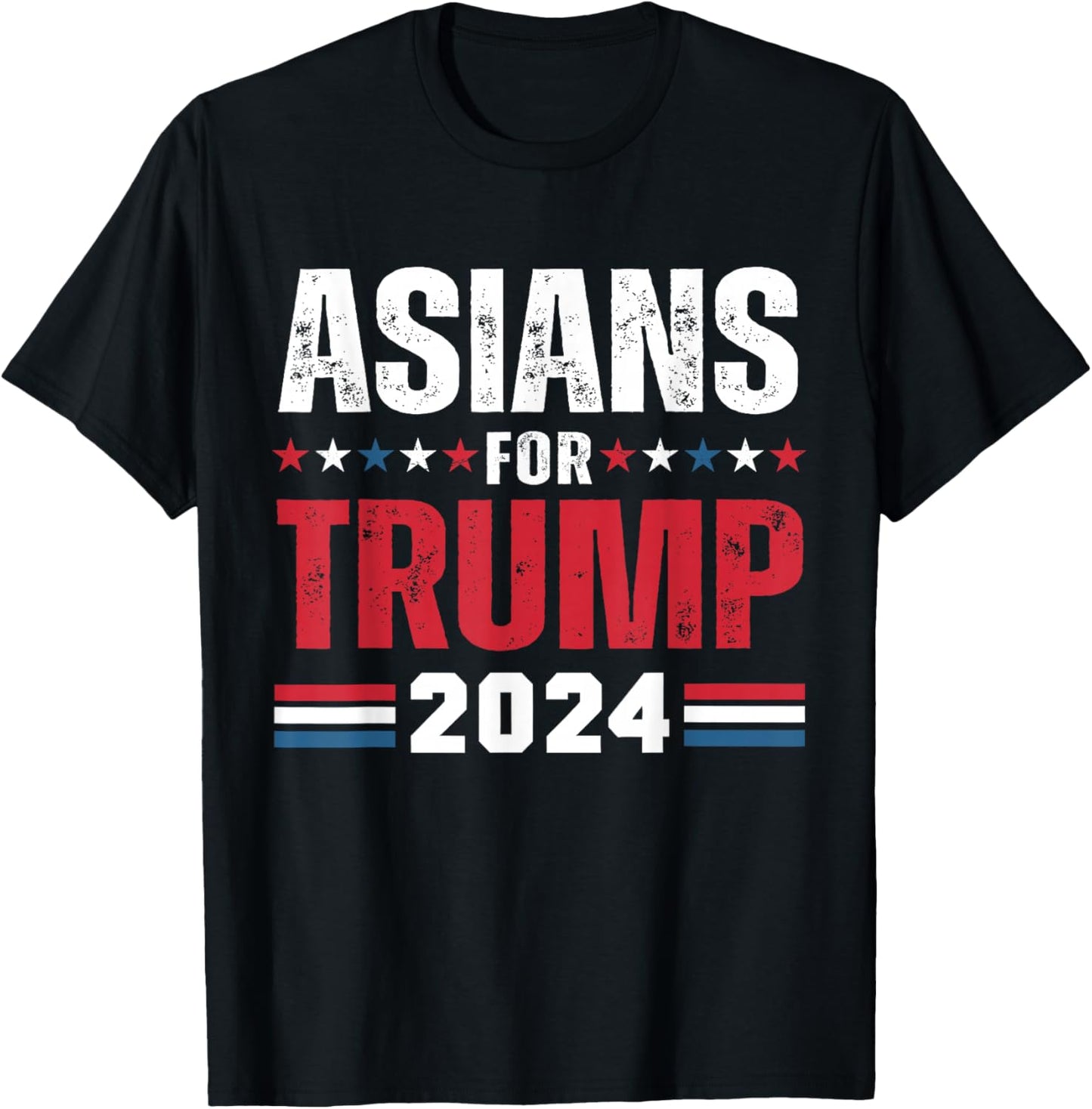 Asians For Trump 2024 American Flag T-Shirt - T-Shirt | Black