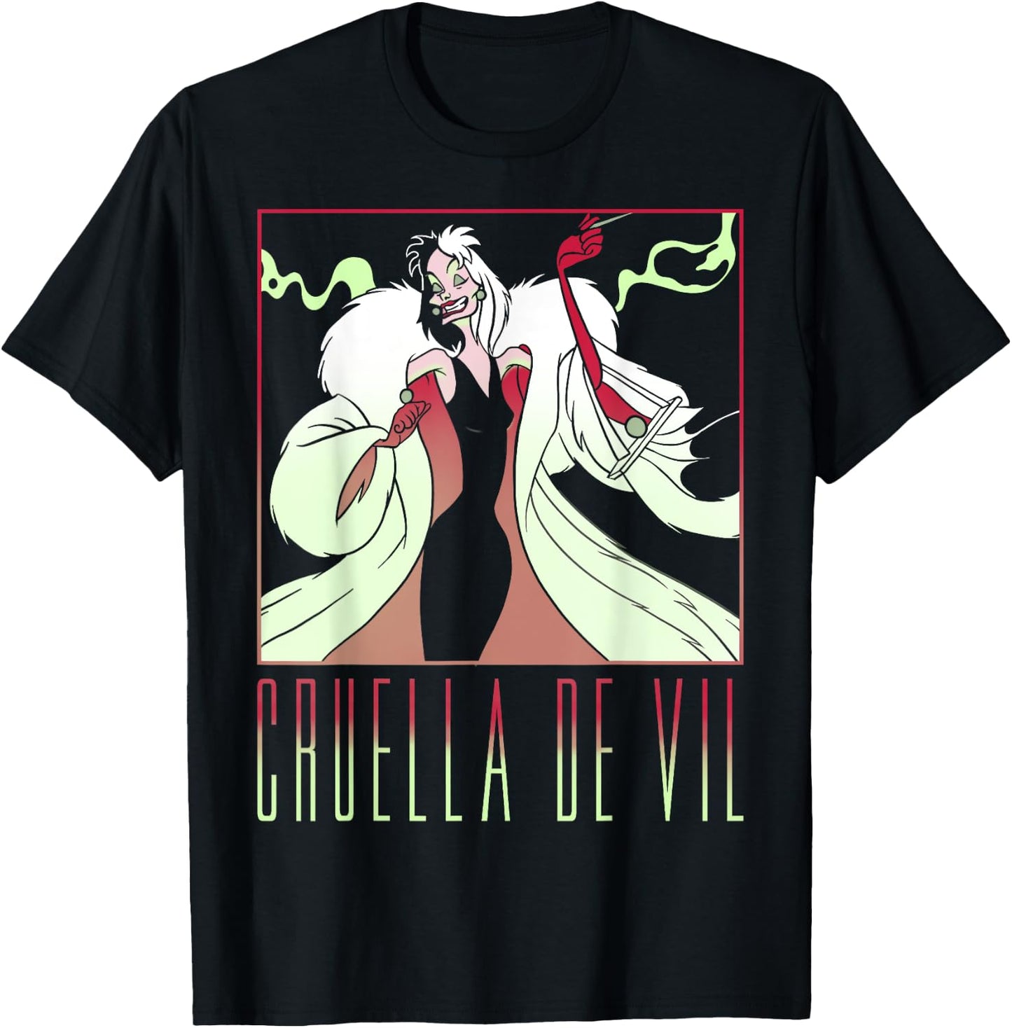 Disney 101 Dalmatians Cruella De Vil Portrait Box Up T-Shirt - T-Shirt | Black