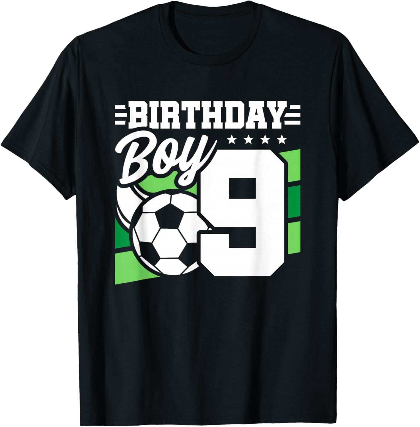 Soccer Birthday Party - 9 Year Old Boy - 9th Birthday T-Shirt - T-Shirt | Black