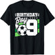 Soccer Birthday Party - 9 Year Old Boy - 9th Birthday T-Shirt - T-Shirt | Black