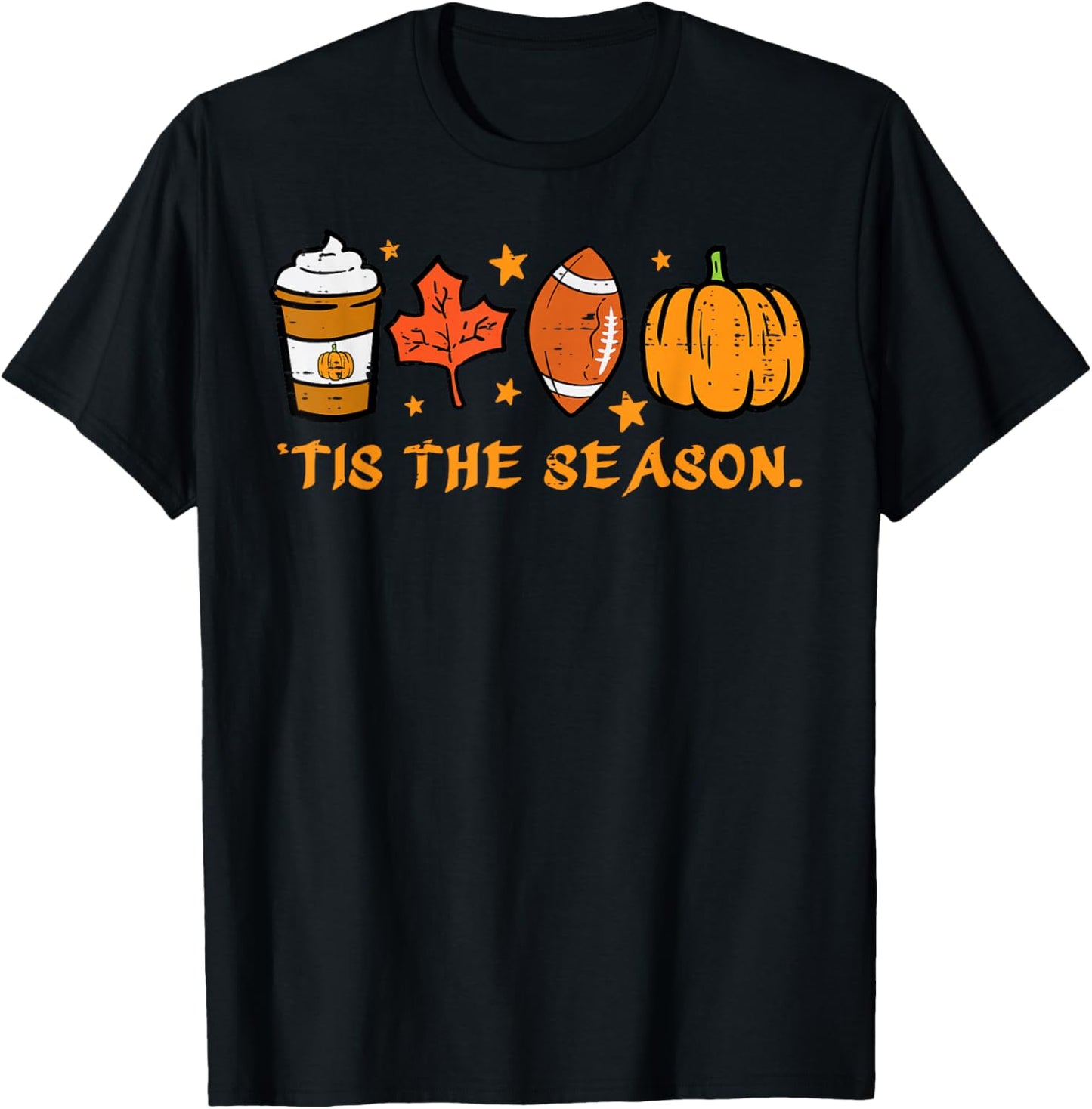 Tis The Season Football Fall Pumpkin Spice Men Women Kids T-Shirt - T-Shirt | Black