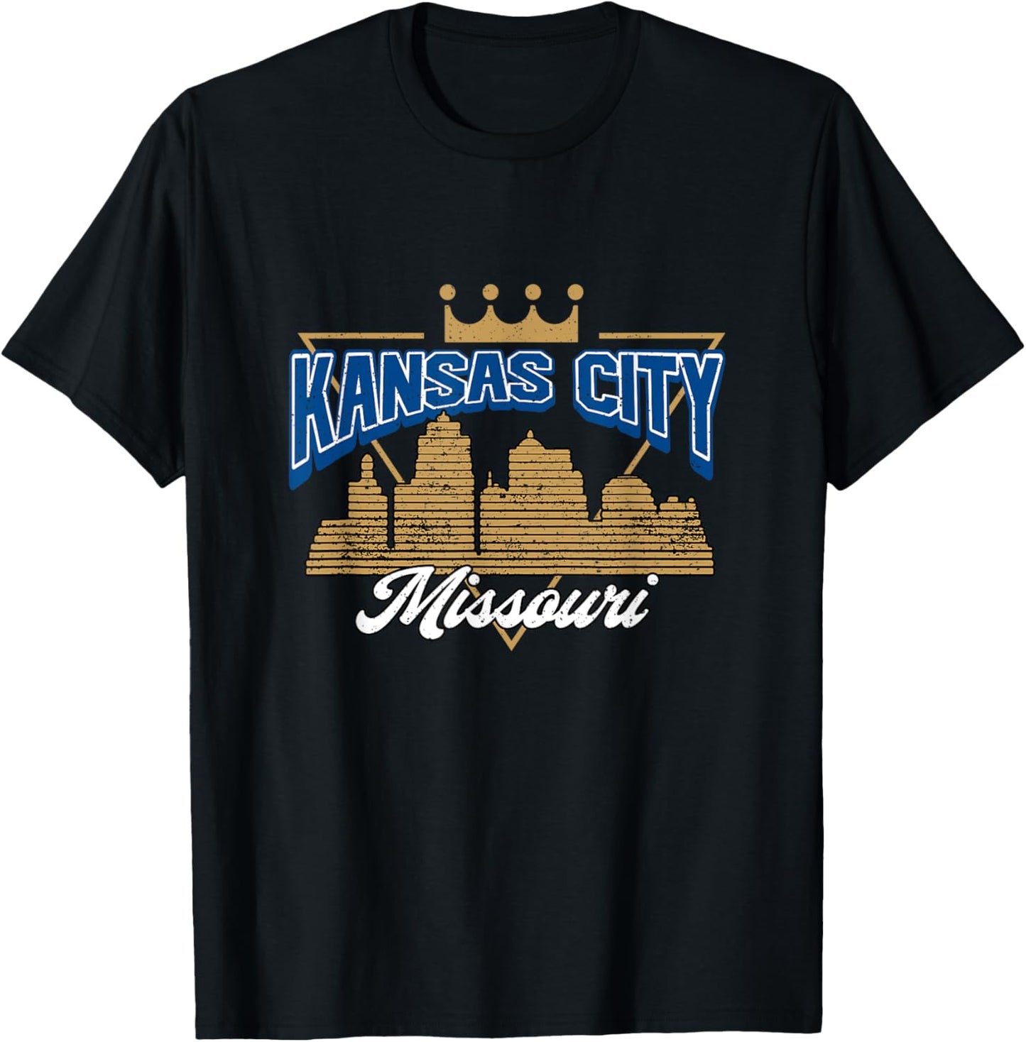 Vintage Distressed Kansas City Missouri City Skyline T-Shirt - T-Shirt | Black
