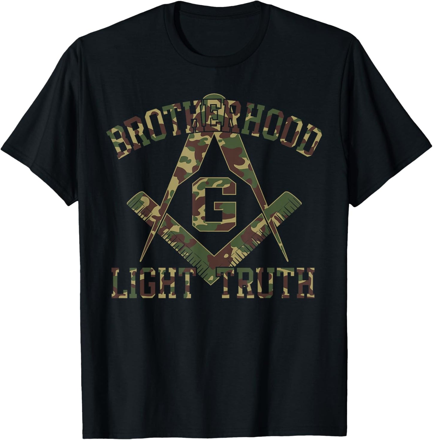 Brotherhood Light Truth Mason Masonic Camo Freemason T-Shirt - T-Shirt | Black
