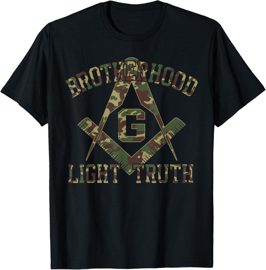 Brotherhood Light Truth Mason Masonic Camo Freemason T-Shirt - T-Shirt | Black