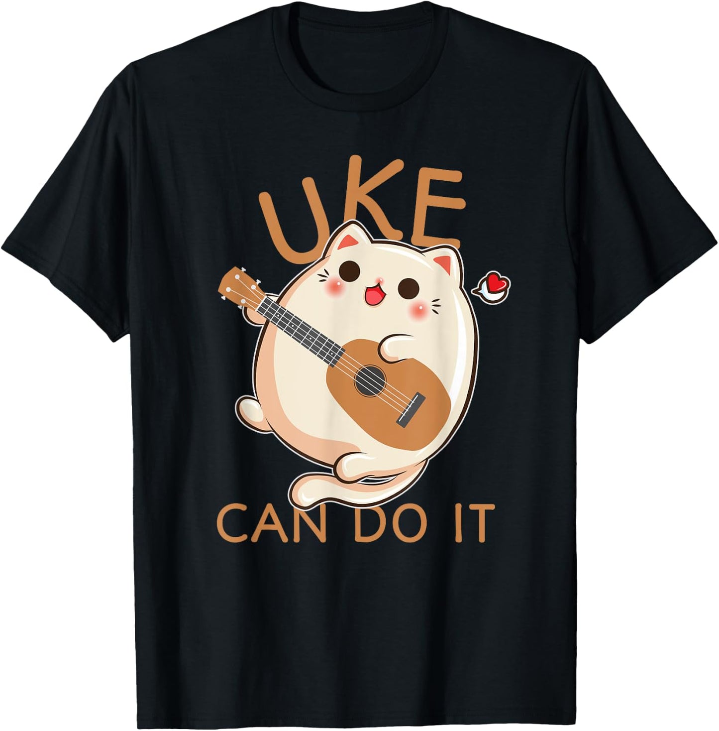 Ukulele print Funny Uke Can Do It Cat Playing product Gift T-Shirt - T-Shirt | Black