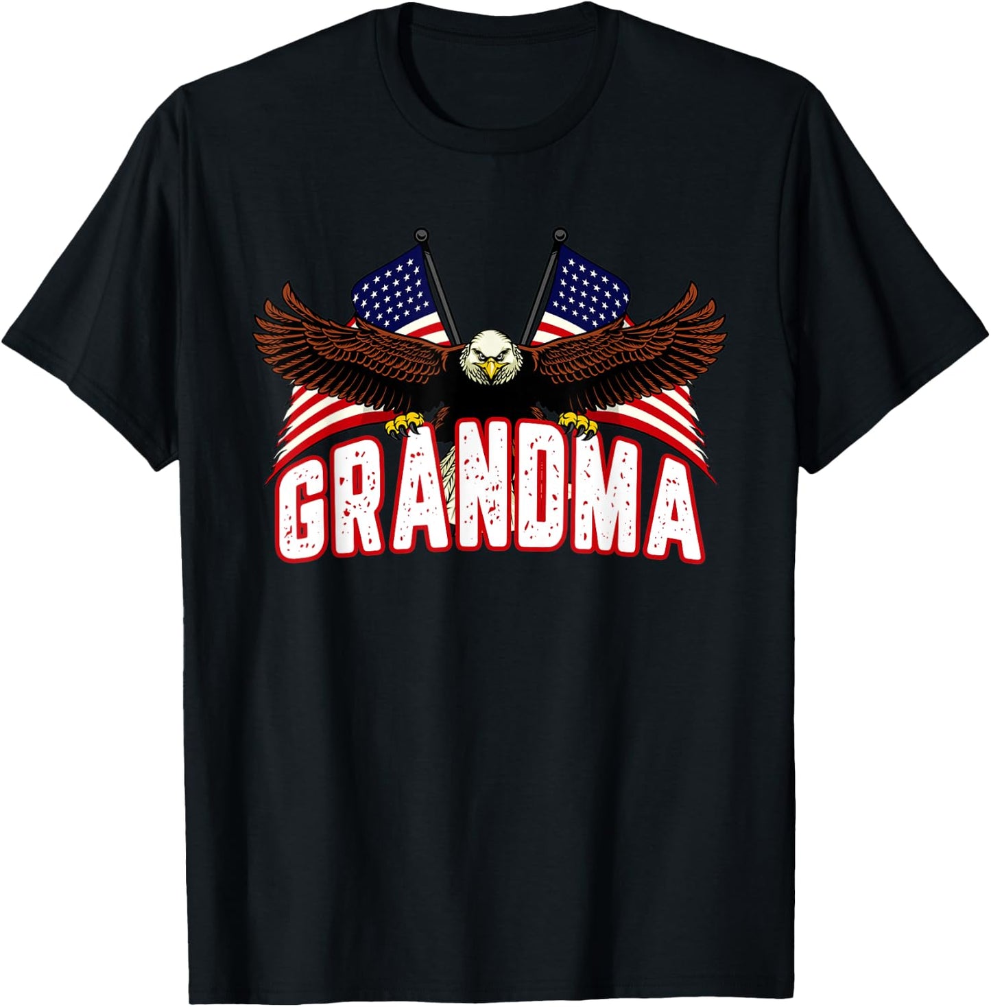 Retro Grandma American Flag Bald Eagle Patriotic 4th of July Men T-Shirt - T-Shirt | Black