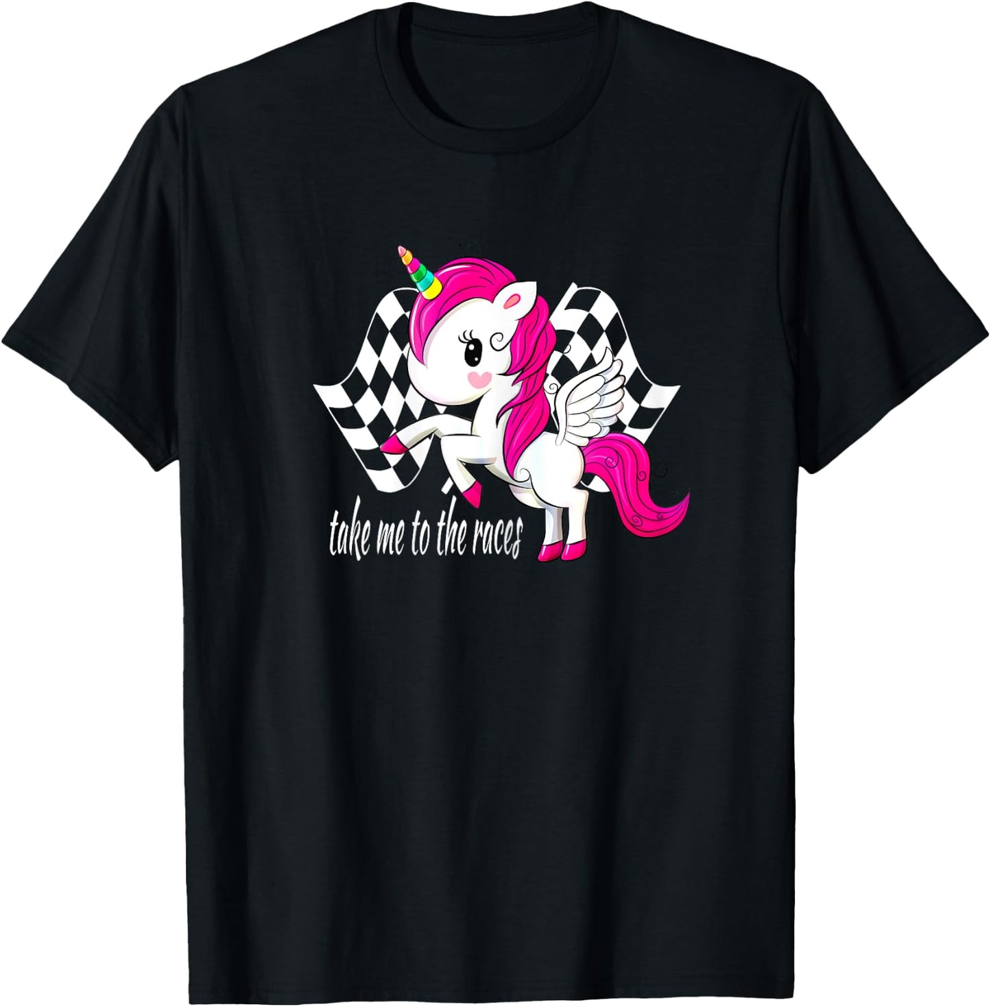 Dirt Track Racing Shirt Take Me To The Races Checkered Flag T-Shirt - T-Shirt | Black