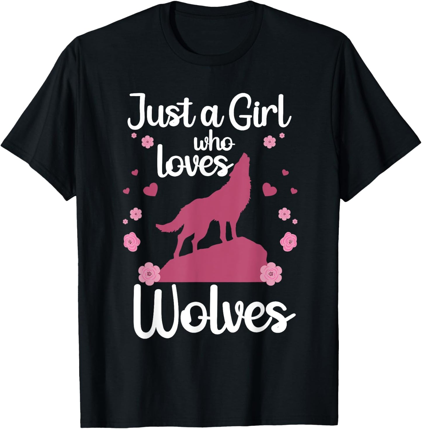 Cool Wolf Girls Howling Wolf Lover Animal Wolves T-Shirt - T-Shirt | Black