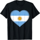 I Love Argentina | Argentinian Flag Heart Outfit T-Shirt - T-Shirt | Black