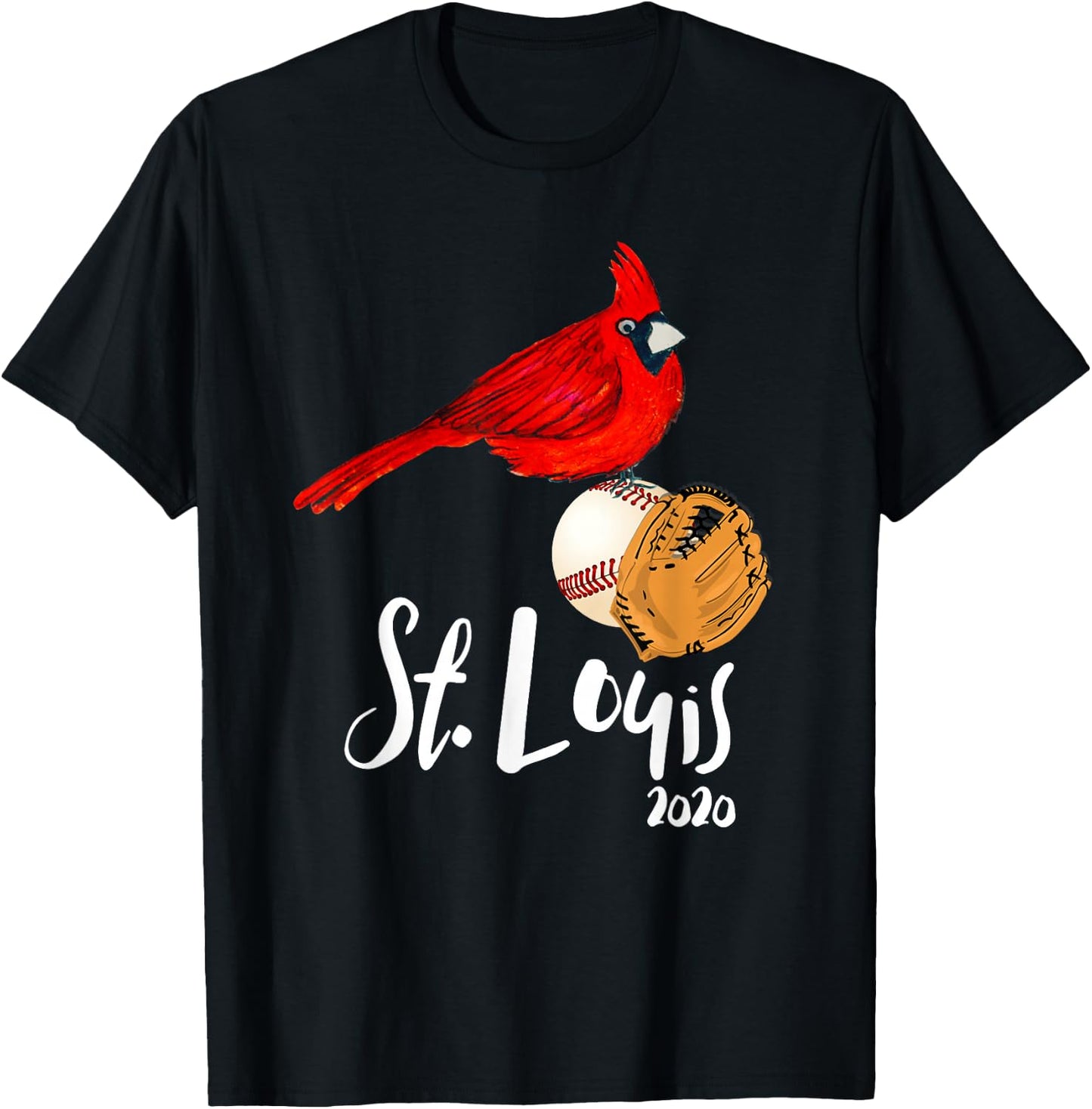 Saint Louis Red Cardinal 2020 Art and Baseball Design T-Shirt - T-Shirt | Black