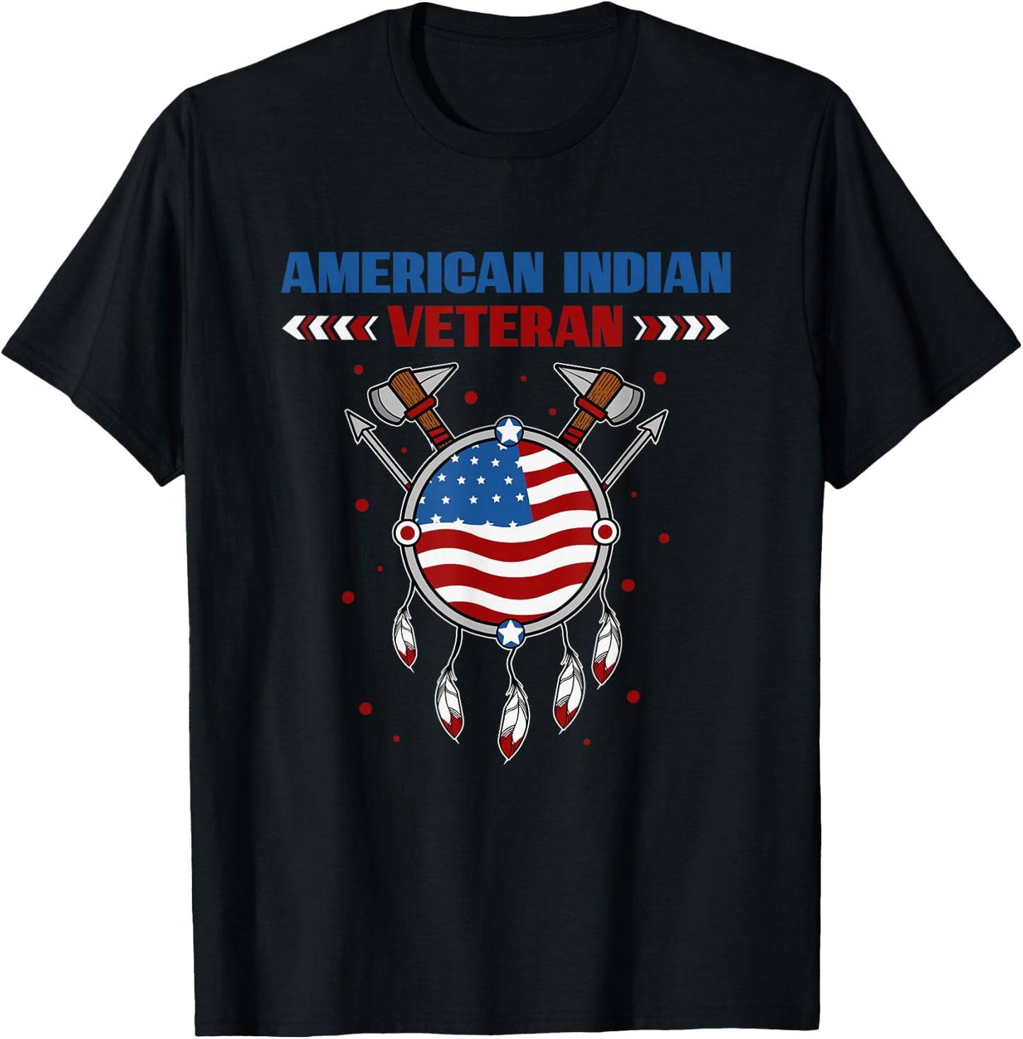 Native American Indian Veteran USA Flag Patriotic Indigenous Men T-Shirt - T-Shirt | Black