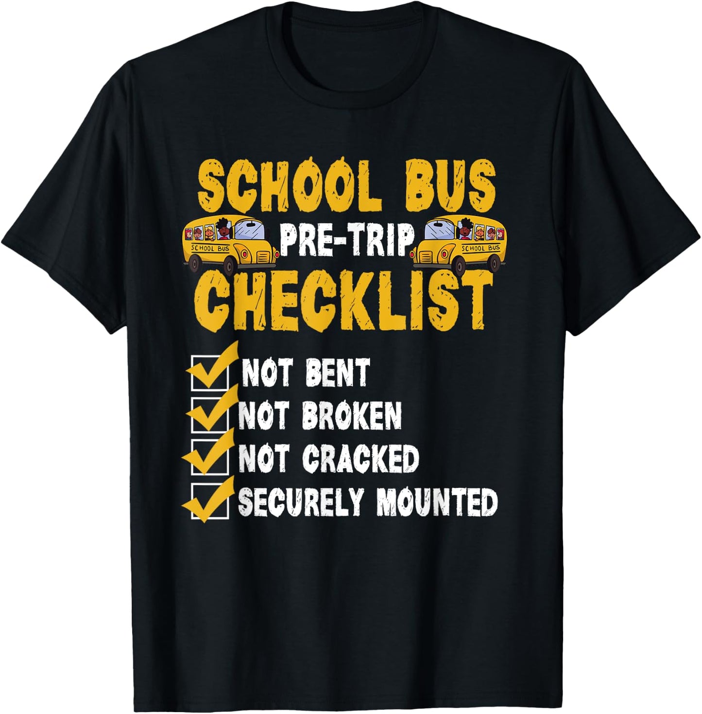School Bus Pre-Trip Checklist Funny Bus Driver T-Shirt - T-Shirt | Black