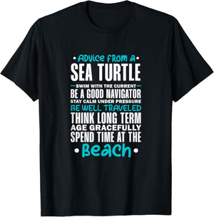 Sea Turtle Advice Spend Time At Beach Marine Biologist T-Shirt - T-Shirt | Black