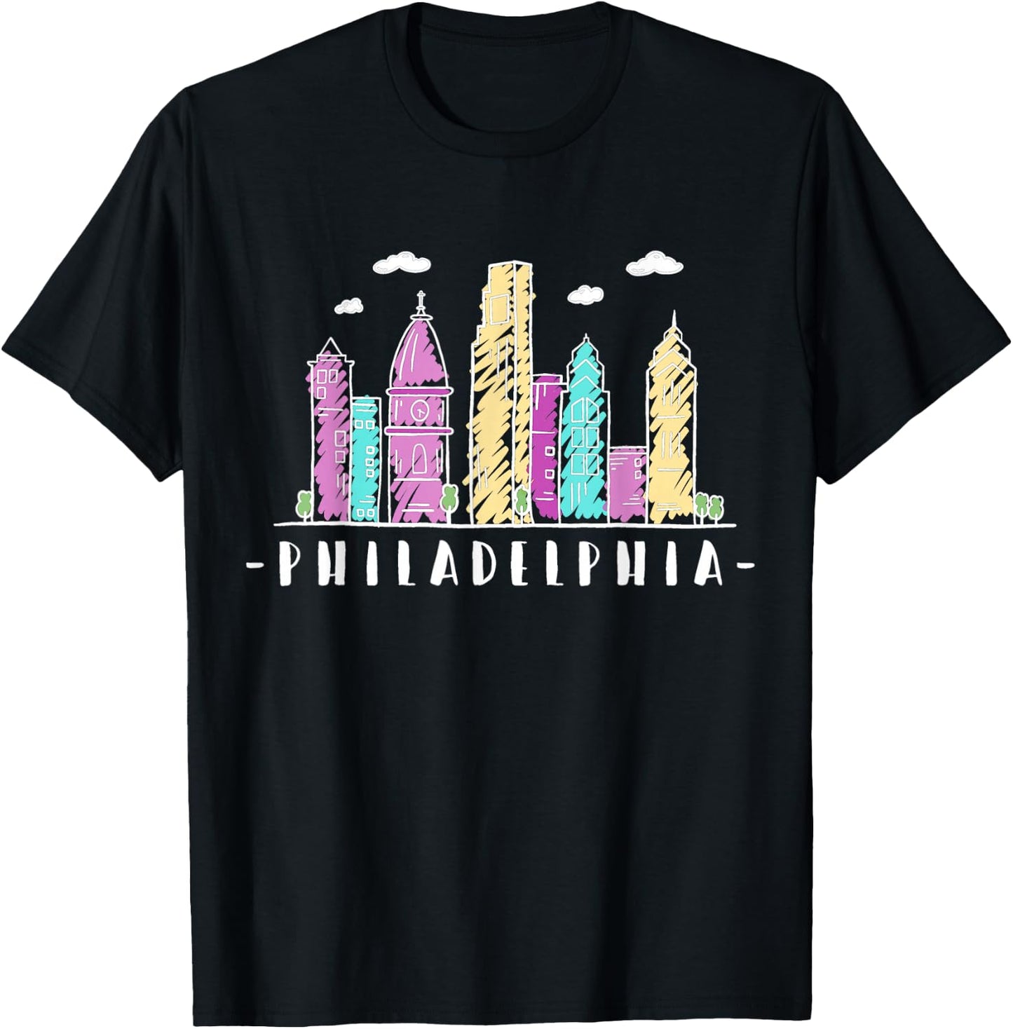 Philadelphia Skyline Pennsylvania Souvenir Gift T-Shirt - T-Shirt | Black