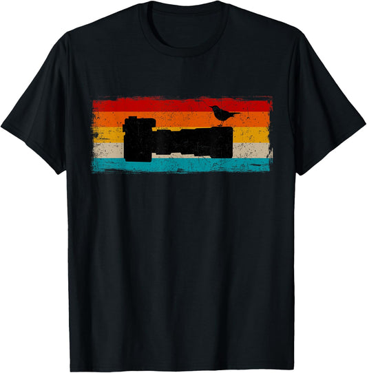 Vintage Bird Photographer Nature Photography Bird Lover T-Shirt - T-Shirt | Black