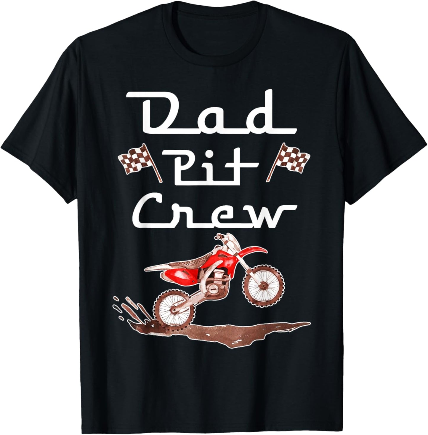 Dirt Bike Birthday Party Racing Family Dad Pit Crew T-Shirt - T-Shirt | Black