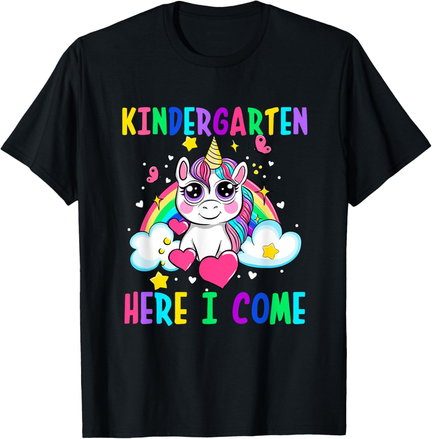 Cute Unicorn Kindergarten Here I Come School Kindergarten T-Shirt - T-Shirt | Black