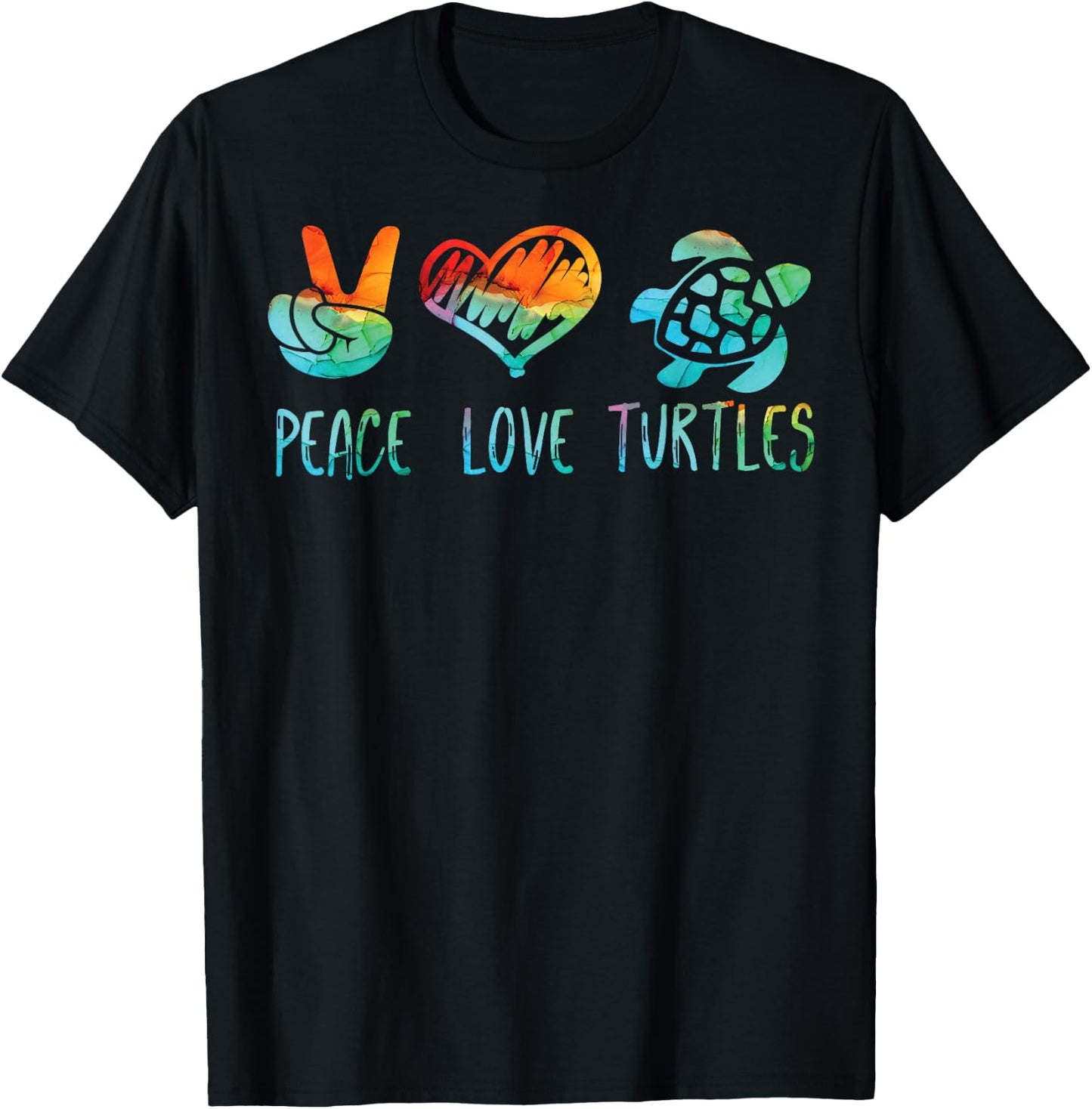 Peace Love and Turtles T-Shirt - T-Shirt | Black
