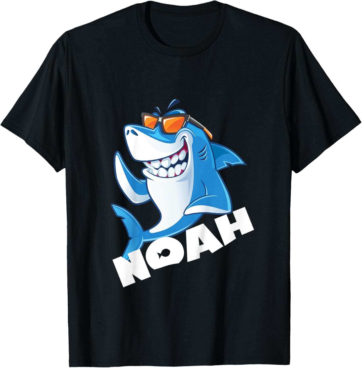 Kids Shark Name Noah Gift Boys T-Shirt - T-Shirt | Black