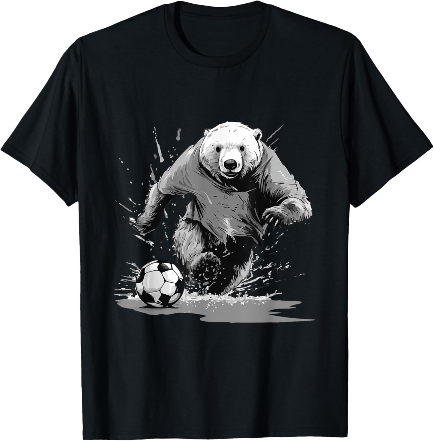 Polar Bear Playing Soccer Animal T-Shirt - T-Shirt | Black