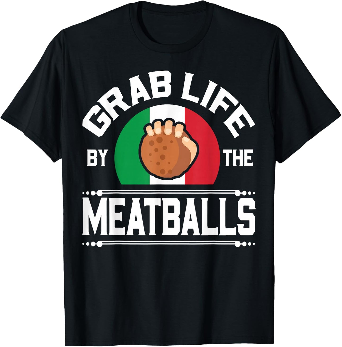 Funny Meatball Italian Food Italy Flag Shirt T-Shirt - T-Shirt | Black