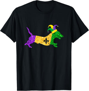 Funny Dachshund Dog Lover Cute Mardi Gras Carnival Women T-Shirt - T-Shirt | Black