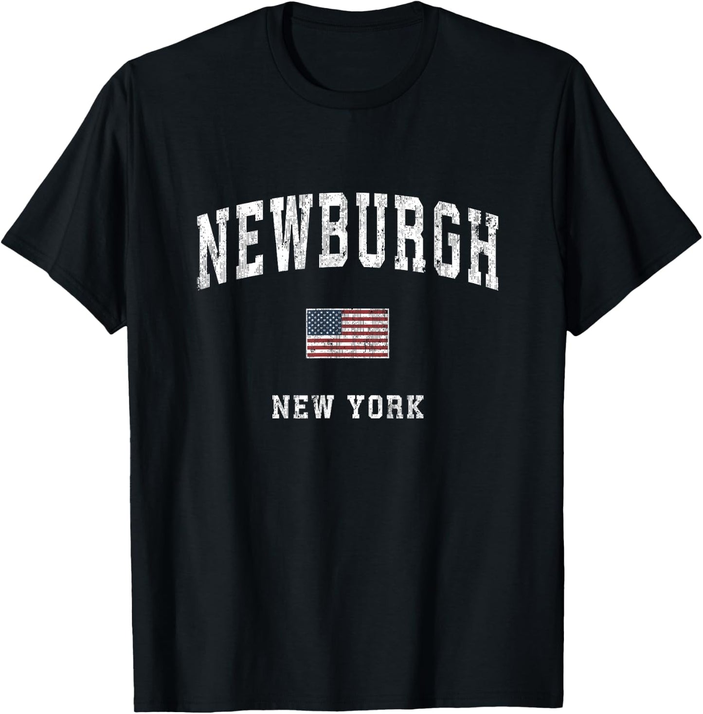 Newburgh New York NY Vintage American Flag Sports Design T-Shirt - T-Shirt | Black