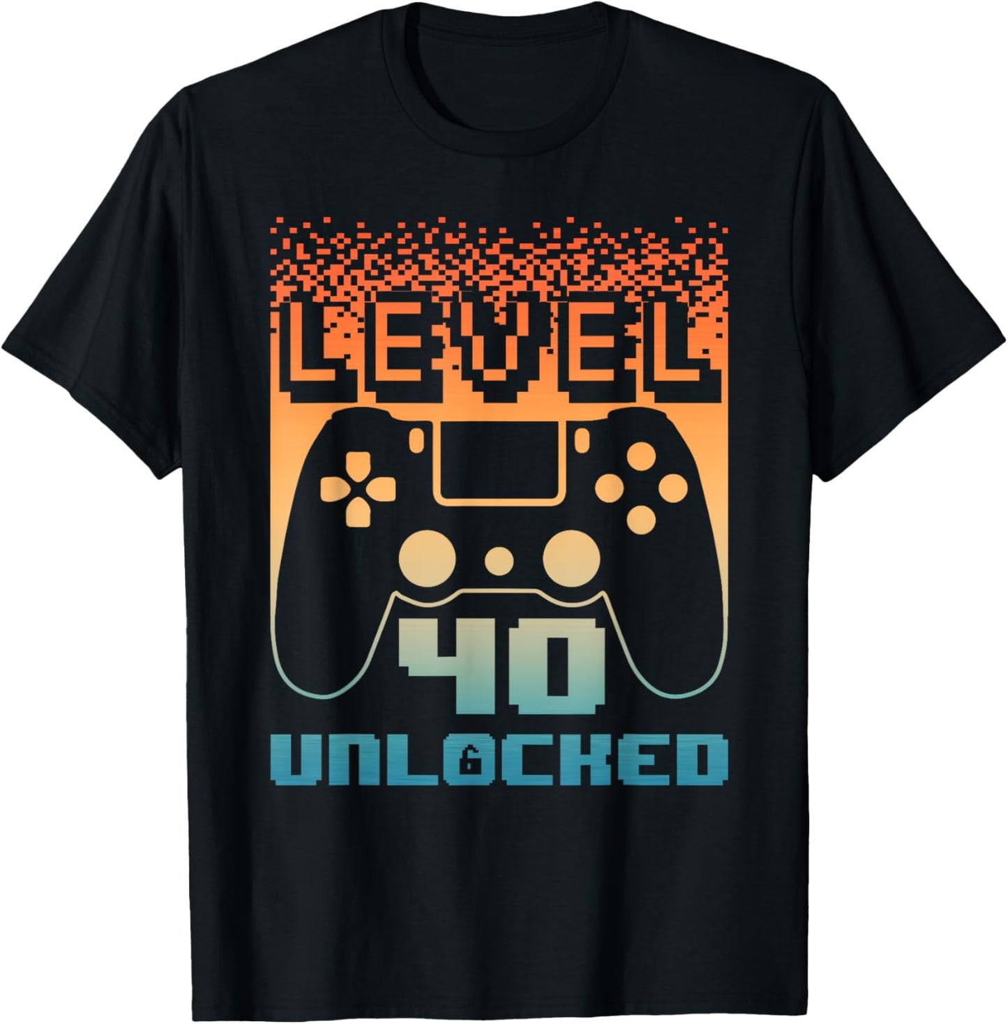 40th Birthday Level 40 Unlocked Gamer 40 Year Old T-Shirt - T-Shirt | Black