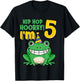 Kids Hip Hop Hooray I'm Frog 5 Years Old 5th Birthday Party Frog T-Shirt - T-Shirt | Black