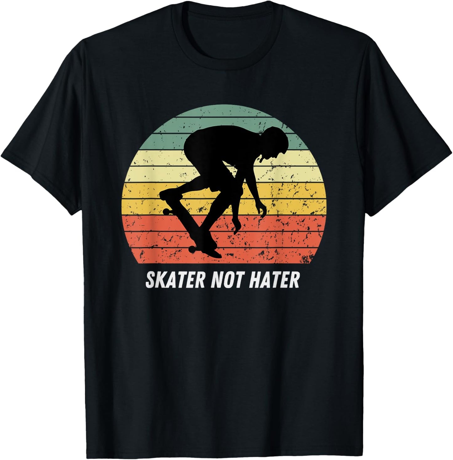 Skate Not Hate Pro Skateboarders Sunset Longboard Skateboard T-Shirt - T-Shirt | Black