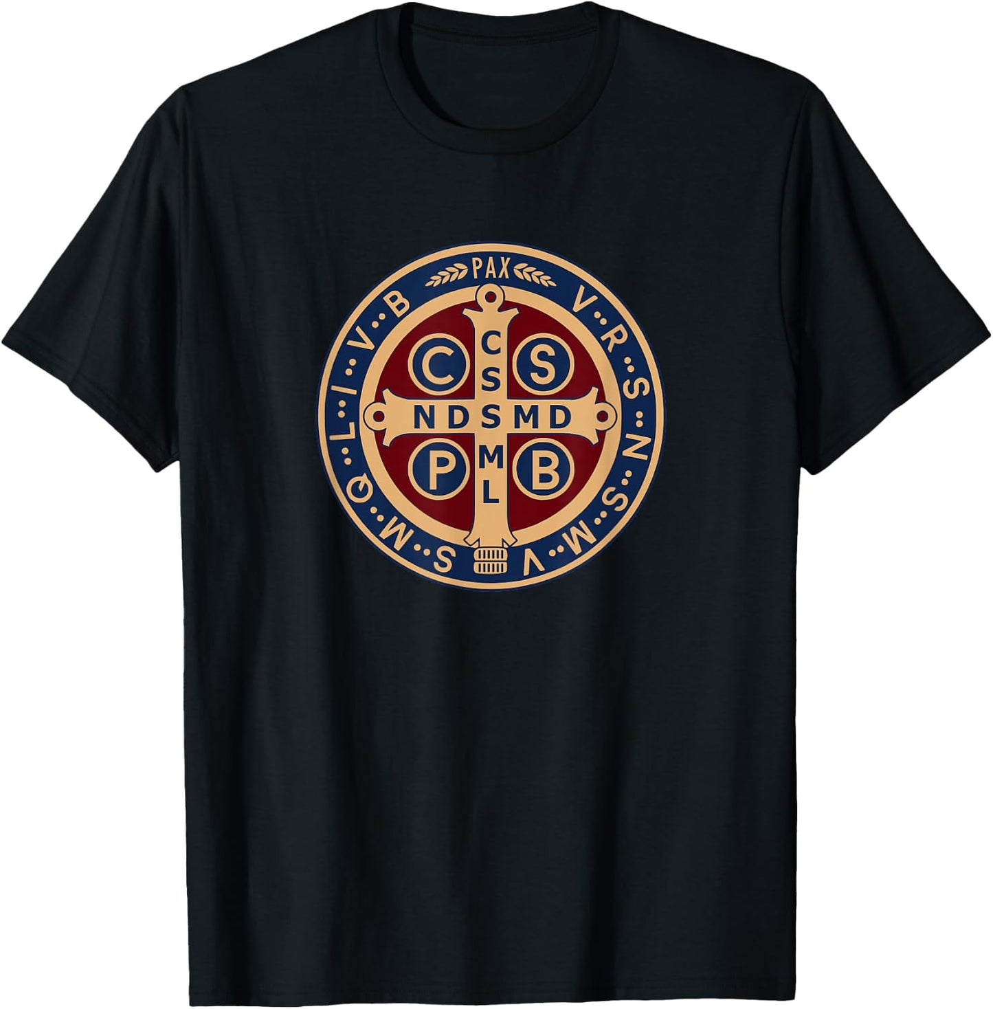 Medal of Saint Benedict Benedict Blessing Catholic T-Shirt - T-Shirt | Black