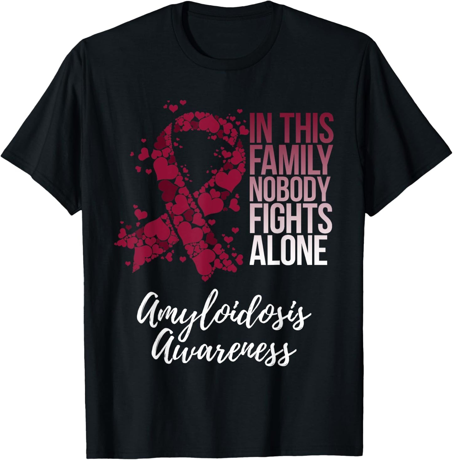 Amyloidosis Awareness Products Family Support Awareness - Adults - Black - Short Sleeve - Small - Classic Fit - Polyester T-Shirt - T-Shirt | Black