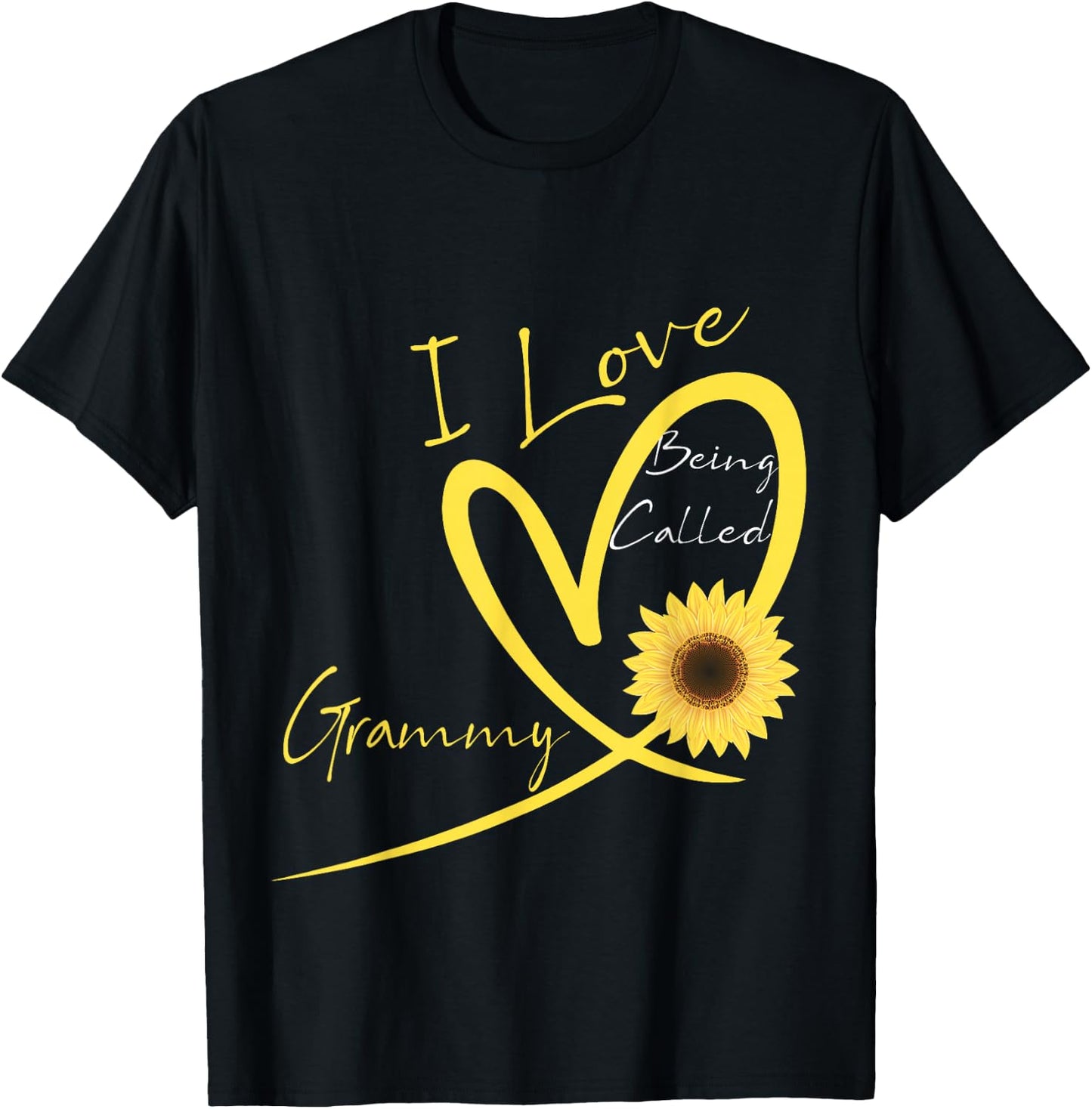 I Love Being Called Grammy Sunflower Heart T-Shirt - T-Shirt | Black