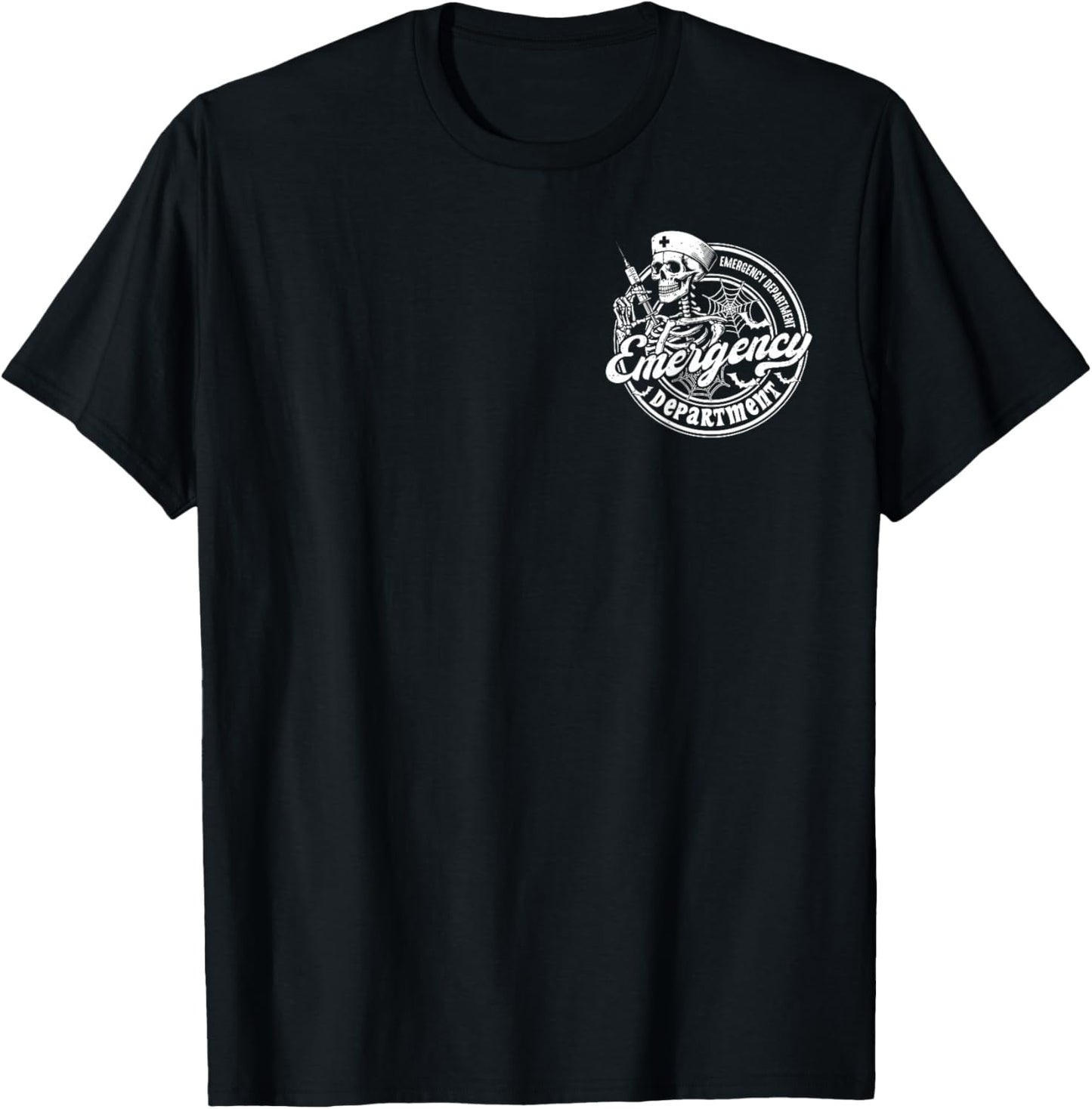 Emergency Department Skeleton ER Nurse Halloween 2 Sided T-Shirt - T-Shirt | Black